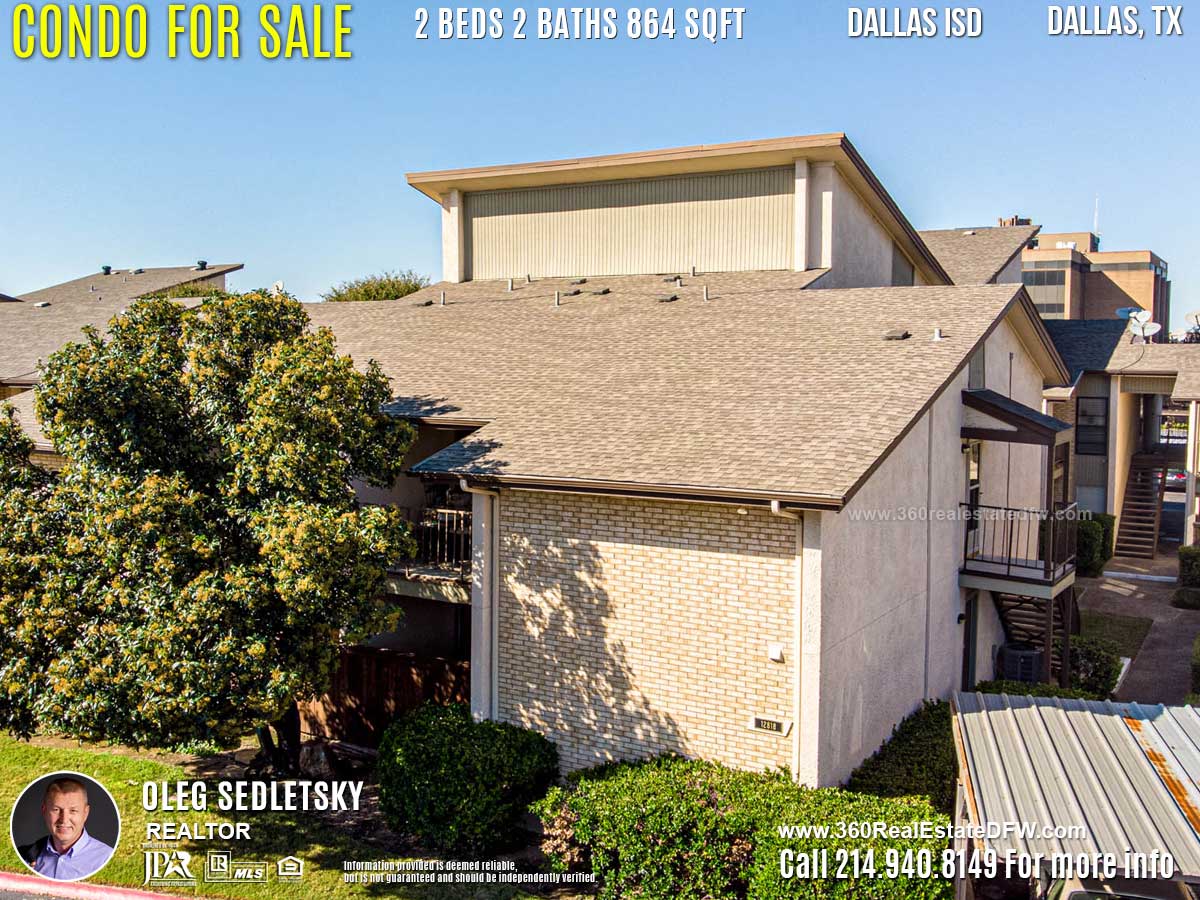Condo For Sale in Dallas TX. 2 beds 2 baths 864 sqft. Dallas ISD - Call 214.940.8149 Oleg Sedletsky Realtor in Dallas, TX