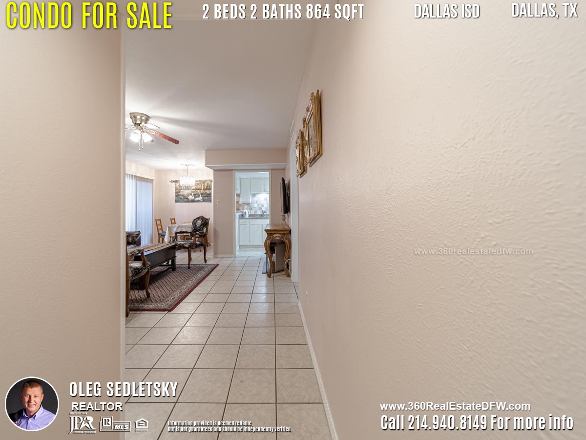 Condo For Sale in Dallas TX. 2 beds 2 baths 864 sqft. Dallas ISD - Call 214.940.8149 Oleg Sedletsky Realtor in Dallas, TX
