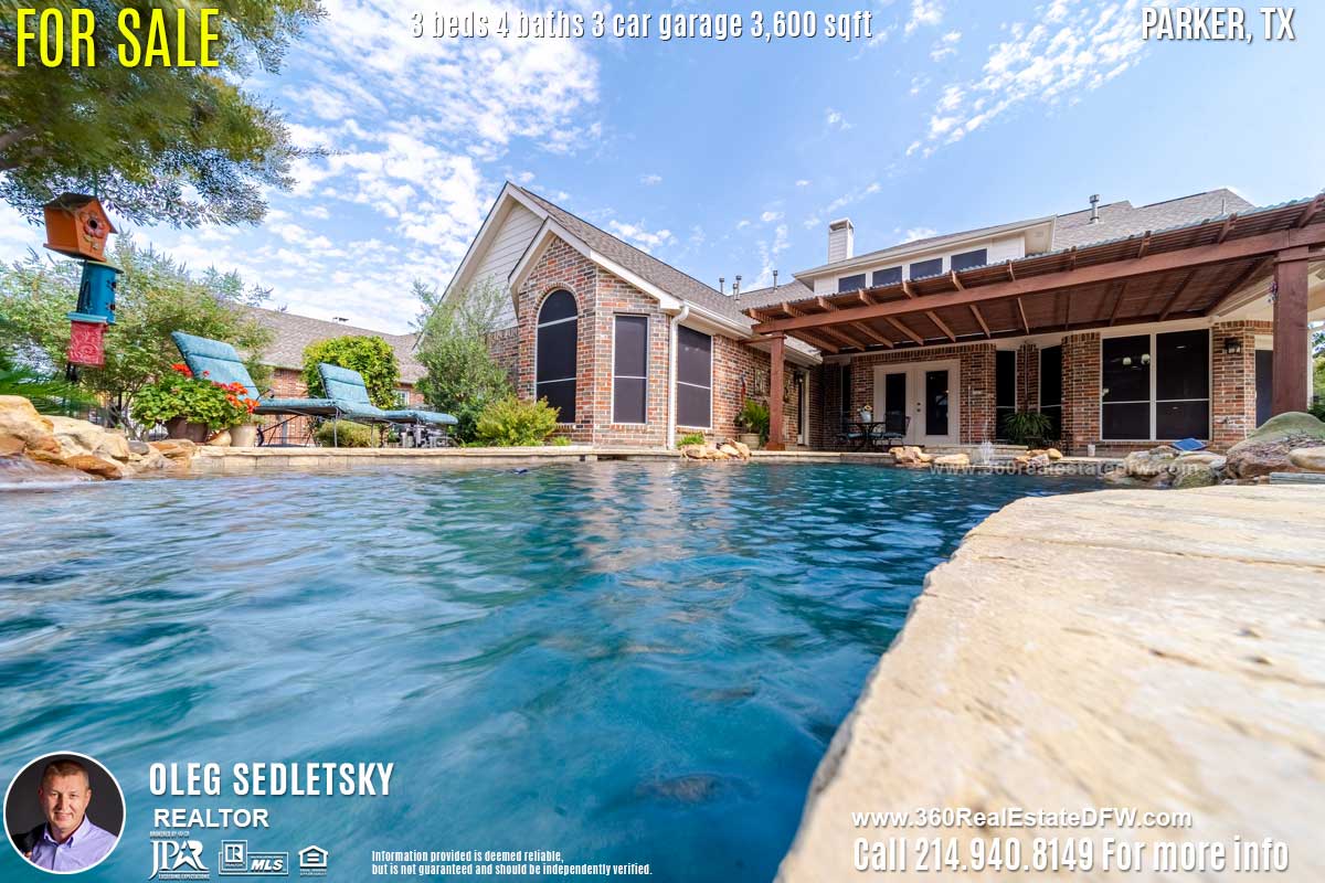Beautiful House For Sale in Parker TX. 3 beds 4 baths 3-car garage 3,600 sqft. Allen ISD - Call 214.940.8149 Oleg Sedletsky Realtor in Parker, TX