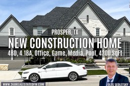 New Construction Homes in Prosper, TX. 2 Story, 4 Bedrooms, 4.1 Bathrooms, Office, Media Room, Game Room, Covered Patio, Pool, 4 Car Garage, Approx. 4,200 SqFt  Realtor in Prosper, TX and Dallas-Fort Worth representing Home Buyers - Oleg Sedletsky 214-940-8149. Buying New Construction Homes in Prosper TX and Dallas-Fort Worth