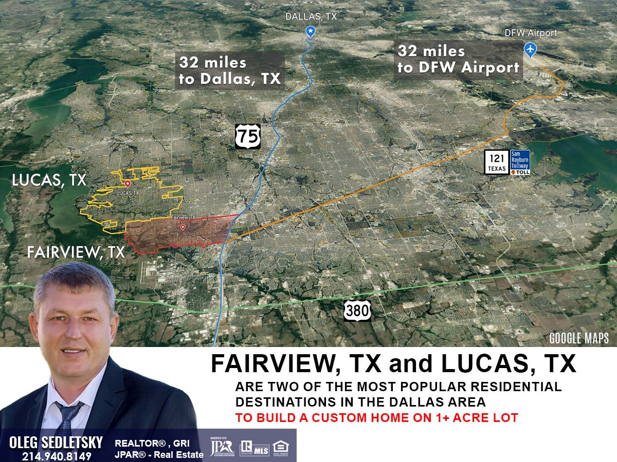 Fairview TX and Lucas TX are most popular destinations to build a custom home - Realtor in Collin County - Oleg Sedletsky 214-940-8149. Collin County Texas Relocation Guide