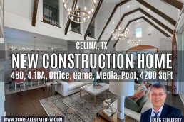 New Construction Homes in Celina, TX. 2 Story, 5 Bedrooms, 5.3 Bathrooms, Office, Media Room, Game Room, Covered Patio, 3 Car Garage, Approx. 4,700 SqFt Realtor in Celina, TX and Dallas-Fort Worth representing Home Buyers - Oleg Sedletsky 214-940-8149. Buying New Construction Homes in Celina TX and Dallas-Fort Worth