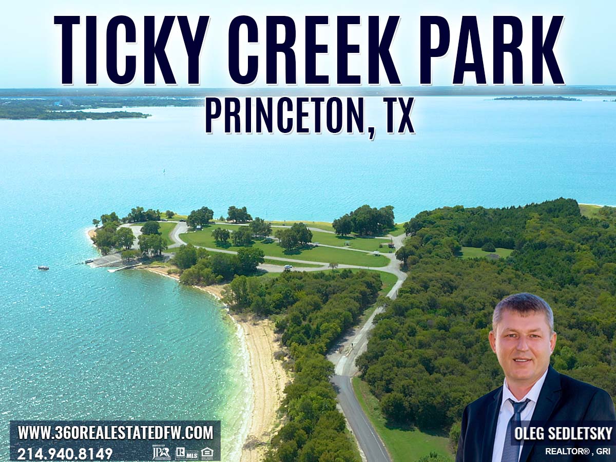 The Ticky Creek Park is a perfect place for outdoor recreation! Nestled at the tip of a peninsula in the middle of Lavon lake. This park is 1 of 4 lake parks within a 10-mile radius of Princeton TX. Amenities in Ticky Creek Park include 2 restrooms, spacious parking, 10 picnic sites, and a small swimming beach.