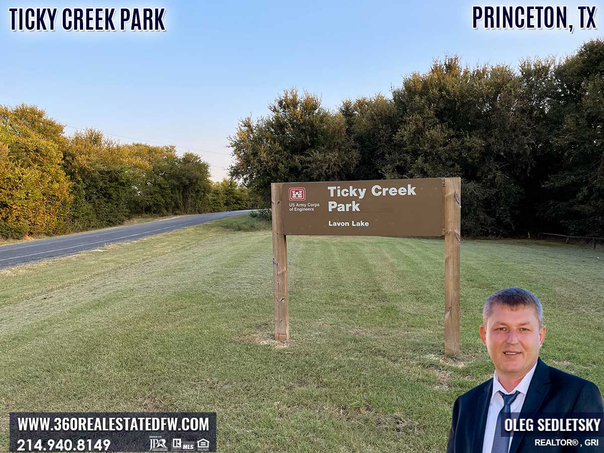 The Ticky Creek Park is a perfect place for outdoor recreation! Nestled at the tip of a peninsula in the middle of Lavon lake. This park is 1 of 4 lake parks within a 10-mile radius of Princeton TX. Amenities in Ticky Creek Park include 2 restrooms, spacious parking, 10 picnic sites, and a small swimming beach.