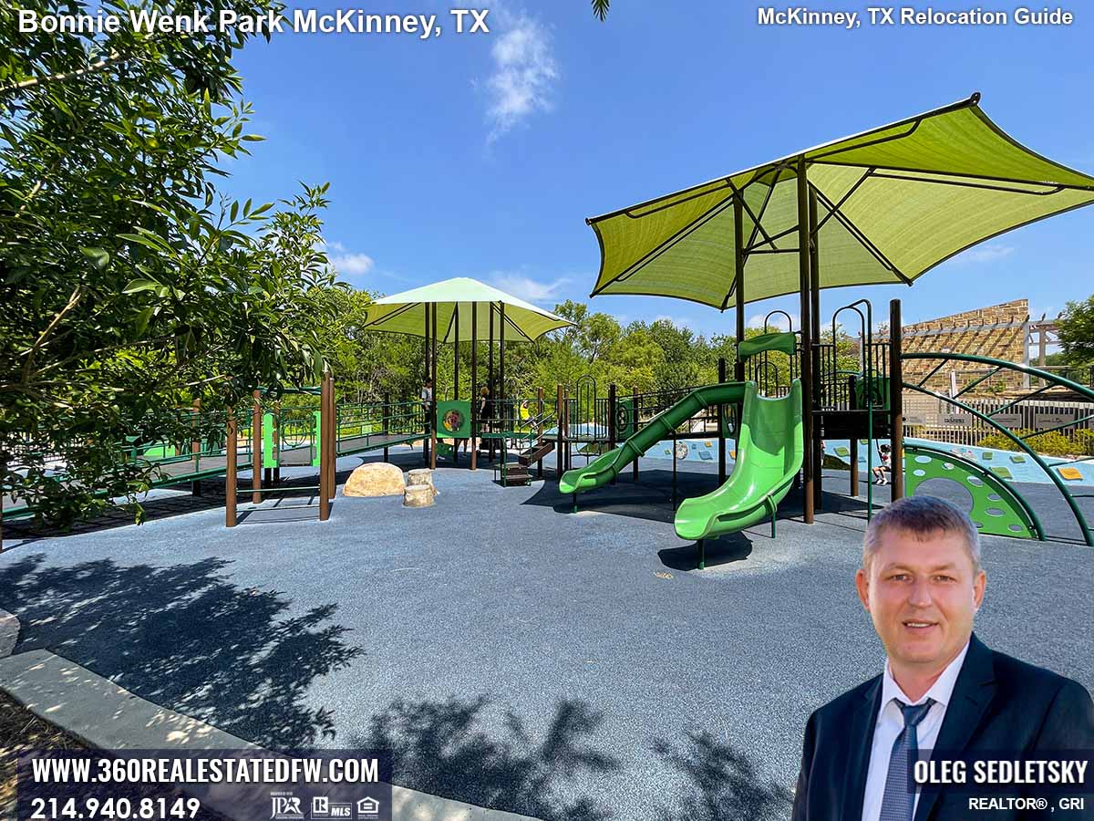 Things to do in McKinney TX. Visit All-Abilities Playground at the Bonnie Wenk Park in McKinney Texas.McKinney TX Relocation Guide Realtor in McKinney TX - Oleg Sedletsky 214-940-8149