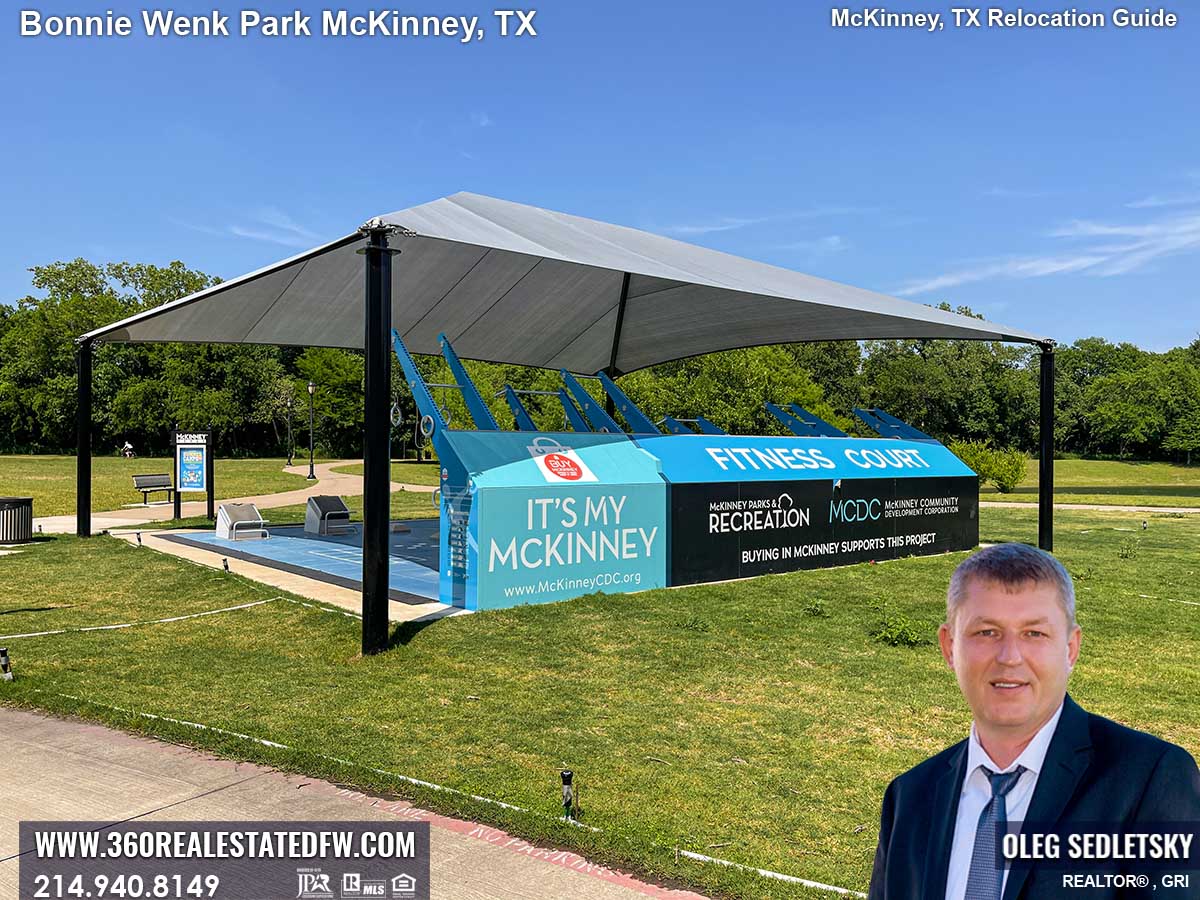 Things to do in McKinney TX. Visit Fitness Court at Bonnie Wenk Park in McKinney TX McKinney TX Relocation Guide Realtor in McKinney, TX - Oleg Sedletsky 214-940-8149