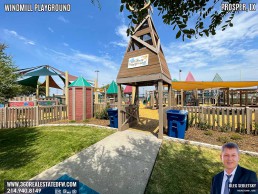 Windmill Playground in Prosper Texas features numerous play structures and splashpad.