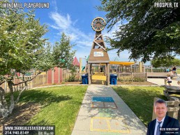 Windmill Playground in Prosper Texas features numerous play structures and splashpad.