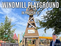 Windmill Playground in Prosper Texas features numerous play structures and splashpad.