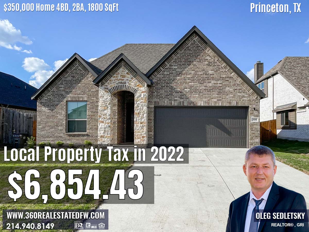 Example of Property Tax on $350,000 in Princeton TX in 2022