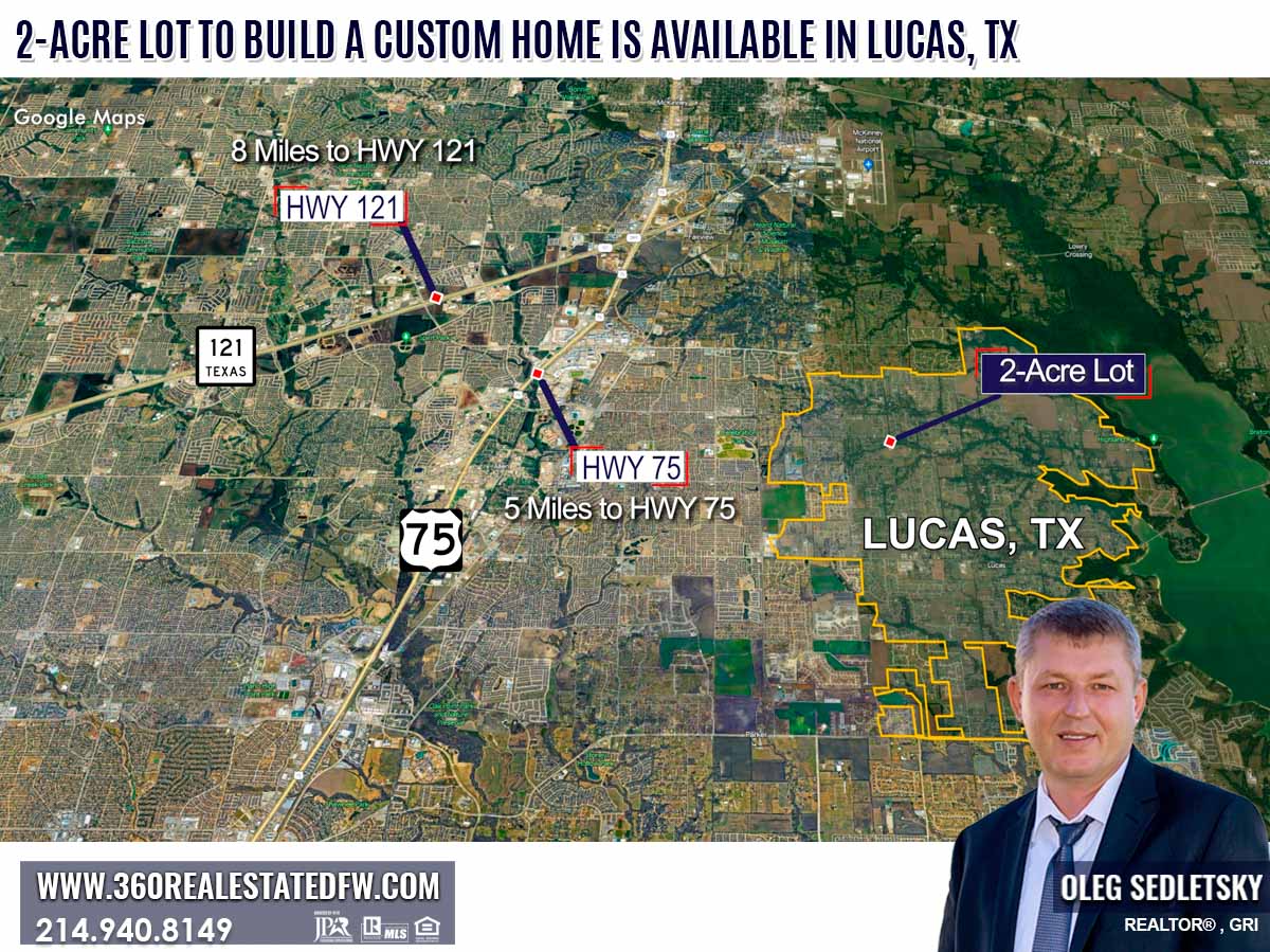 2-Acre Lots available to build a Custom Home in Lucas TX.