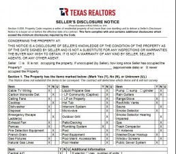 Sellers Disclosure Form