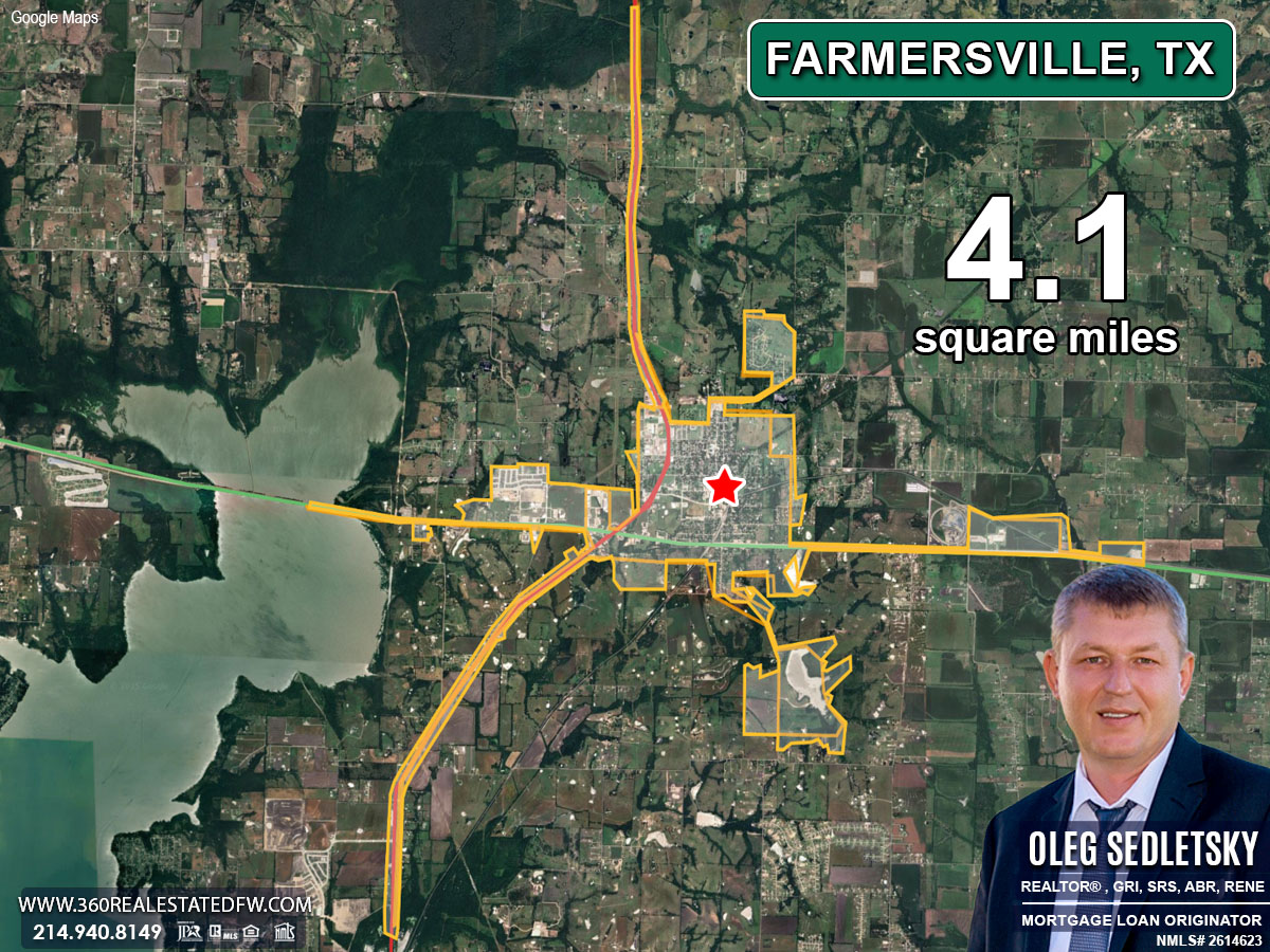 Farmersville, Texas has a land area of 4.1 square miles.