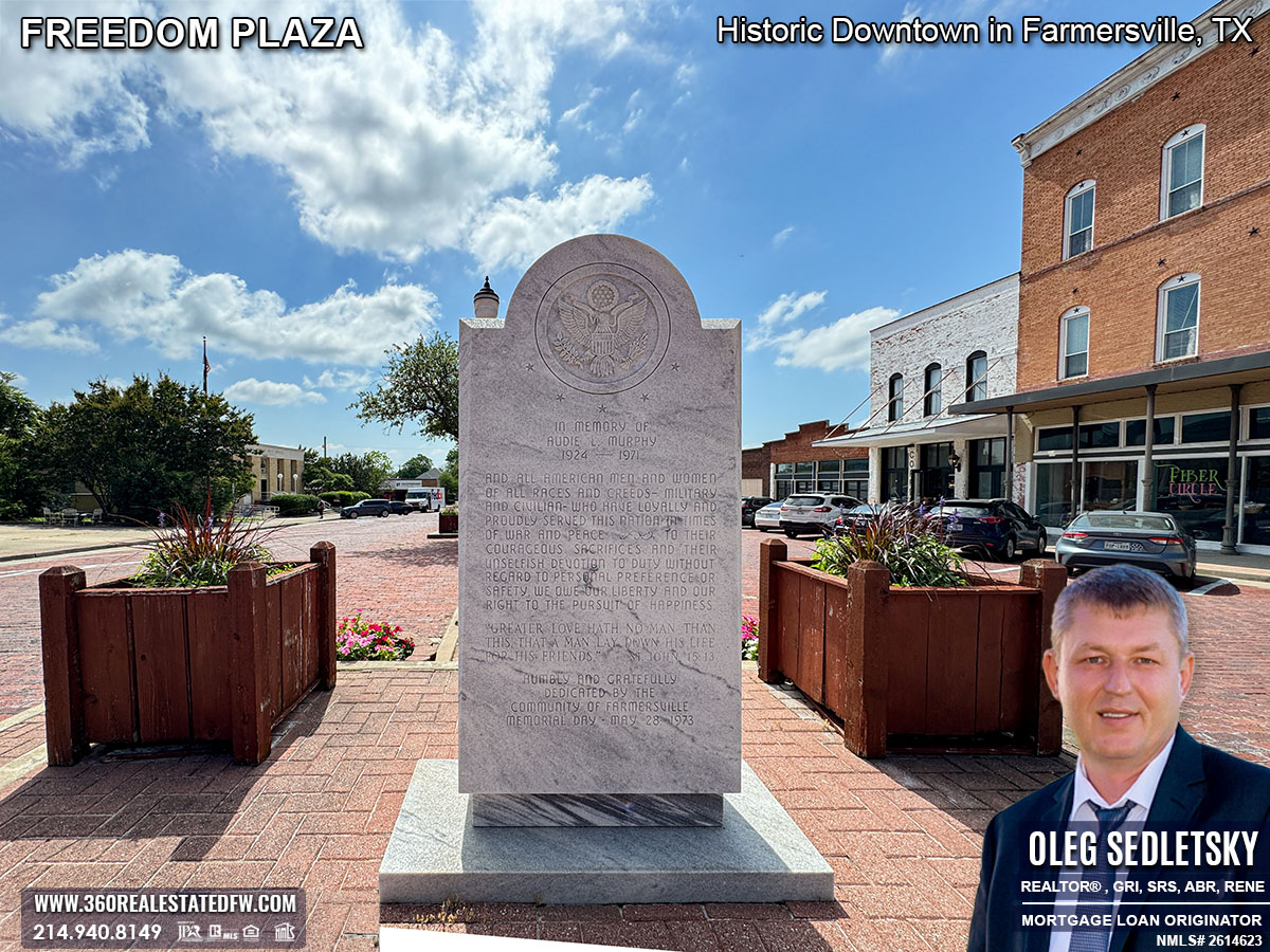 Freedom Plaza in Historic Downtown Farmersville, Texas