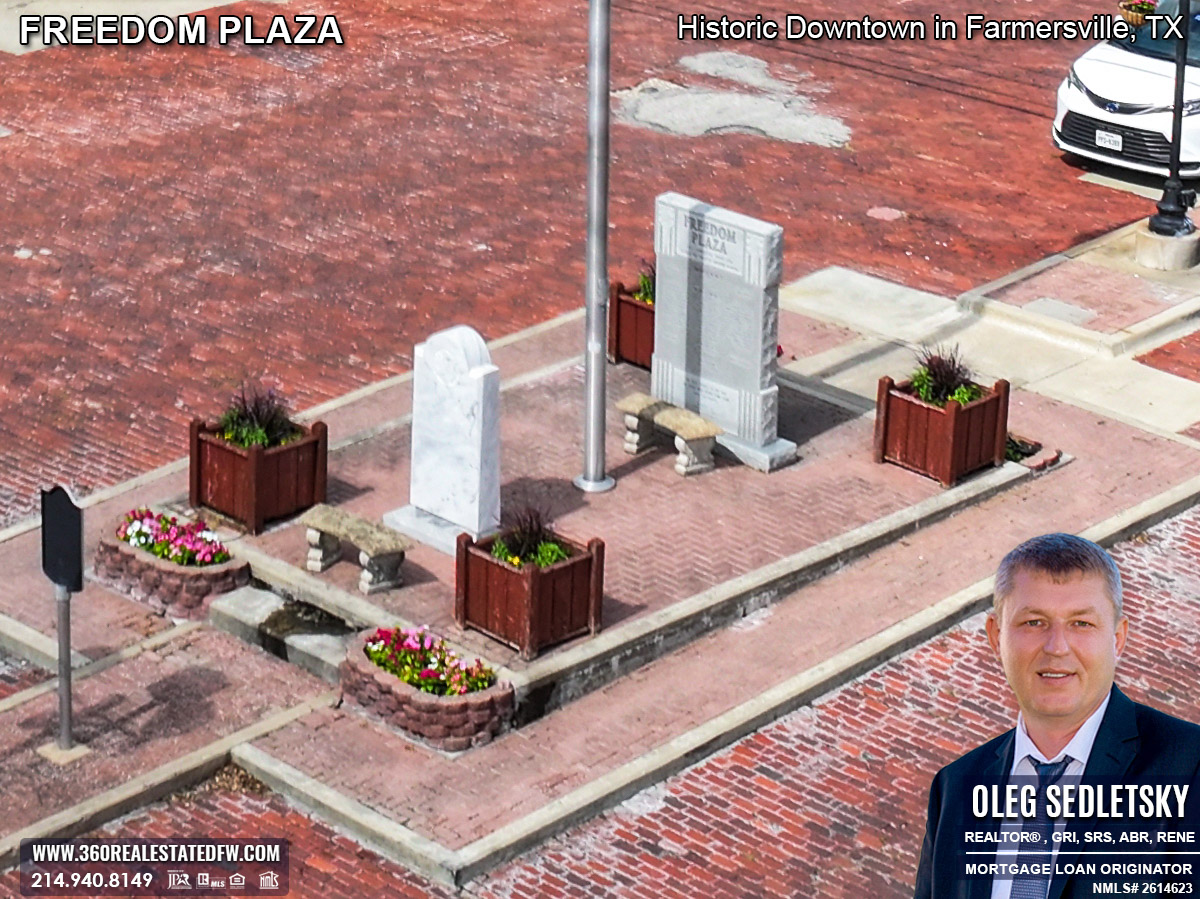 Freedom Plaza in Historic Downtown Farmersville, Texas