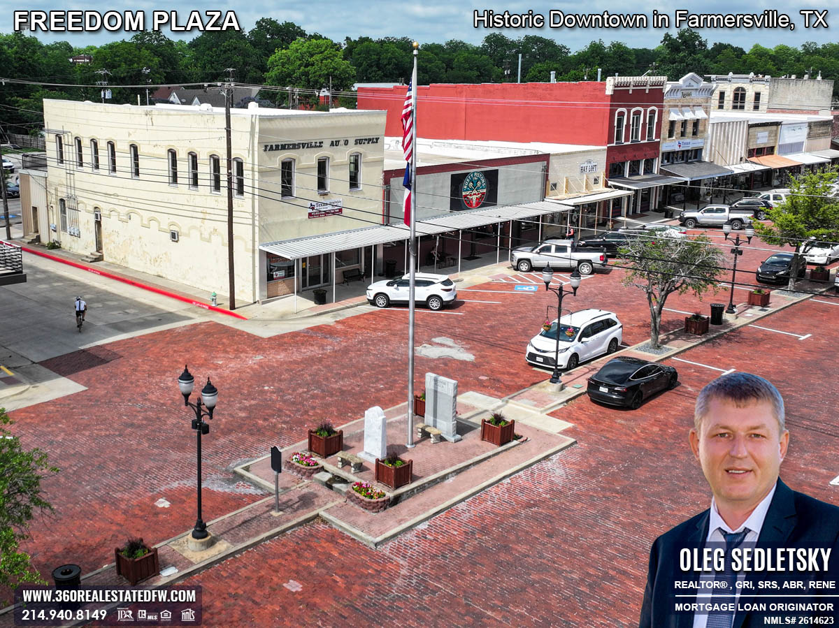 Freedom Plaza in Historic Downtown Farmersville, Texas