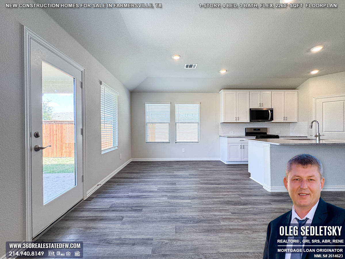 Exceptional new construction homes for sale in Farmersville, Texas. 1-Story, 4 Bed, 3 Bath, Flex, 2260 sqft, Covered Patio, 2 Car Garage