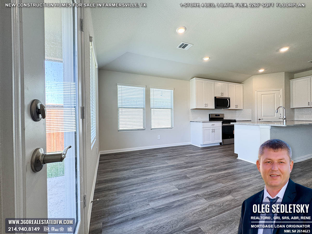 Exceptional new construction homes for sale in Farmersville, Texas. 1-Story, 4 Bed, 3 Bath, Flex, 2260 sqft, Covered Patio, 2 Car Garage