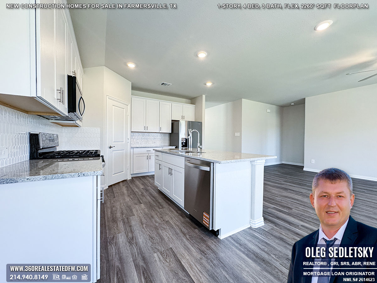 Exceptional new construction homes for sale in Farmersville, Texas. 1-Story, 4 Bed, 3 Bath, Flex, 2260 sqft, Covered Patio, 2 Car Garage