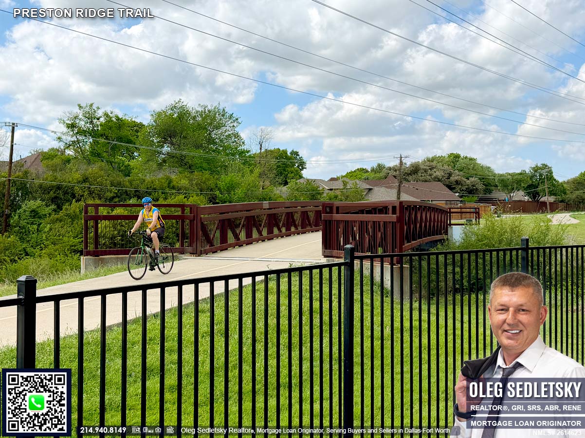 The Preston Ridge Trail is a 6.3-mile multi-use pathway located within an overhead utility right-of-way, connecting Dallas, TX, to Plano, TX.
