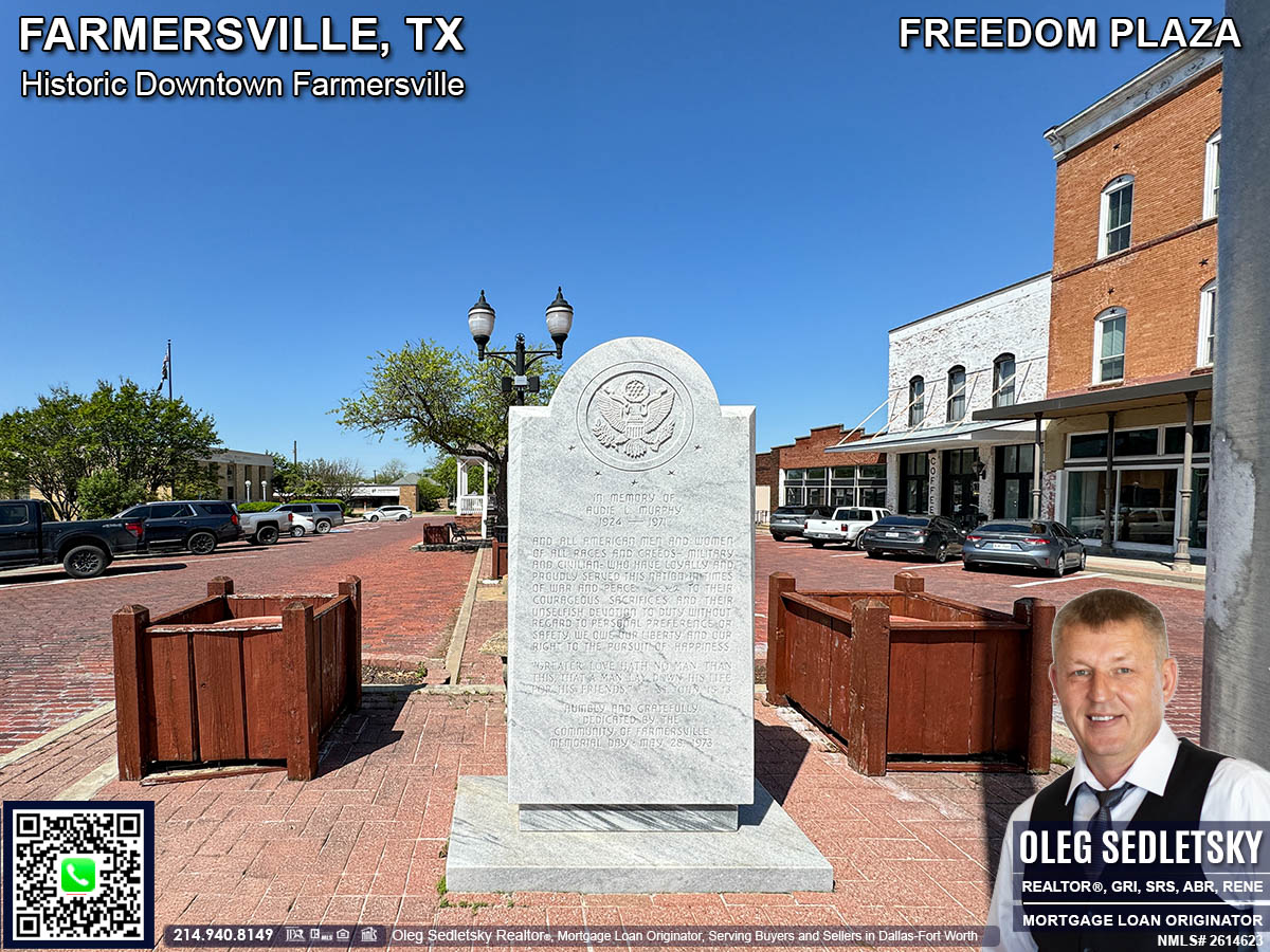 Freedom Plaza features a dedicated Veterans Memorial located in Historic Downtown in Farmersville, Texas