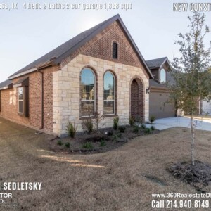 New Construction Home in Melissa, TX. Contact Oleg Sedletsky REALTOR - 214.940.8149 - www.360RealEstateDFW.com - JP & Associates Realtors 4 Beds, 2 Baths, 2 Car Garage, 1888 sqft Note! Information provided is deemed reliable, but is not guaranteed and should be independently verified. Price and Home Availability is subject to change without notice. Square footages are approximate.