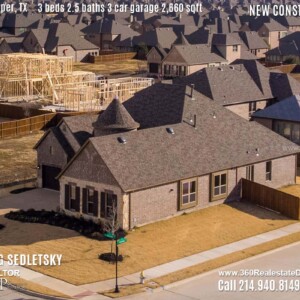 New Construction Home in Prosper, TX. Aerial Photos. Contact Oleg Sedletsky REALTOR - 214.940.8149 - www.360RealEstateDFW.com - JP & Associates Realtors 3 Beds, 2.5 Baths, 3 Car Garage, 2660 sqft Note! Information provided is deemed reliable, but is not guaranteed and should be independently verified. Price and Home Availability is subject to change without notice. Square footages are approximate.