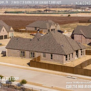 New Construction Home in Prosper, TX. Aerial Photos. Contact Oleg Sedletsky REALTOR - 214.940.8149 - www.360RealEstateDFW.com - JP & Associates Realtors 3 Beds, 2.5 Baths, 3 Car Garage, 2660 sqft Note! Information provided is deemed reliable, but is not guaranteed and should be independently verified. Price and Home Availability is subject to change without notice. Square footages are approximate.