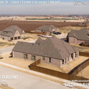 New Construction Home in Prosper, TX. Aerial Photos. Contact Oleg Sedletsky REALTOR - 214.940.8149 - www.360RealEstateDFW.com - JP & Associates Realtors 3 Beds, 2.5 Baths, 3 Car Garage, 2660 sqft Note! Information provided is deemed reliable, but is not guaranteed and should be independently verified. Price and Home Availability is subject to change without notice. Square footages are approximate.