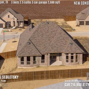 New Construction Home in Prosper, TX. Aerial Photos. Contact Oleg Sedletsky REALTOR - 214.940.8149 - www.360RealEstateDFW.com - JP & Associates Realtors 3 Beds, 2.5 Baths, 3 Car Garage, 2660 sqft Note! Information provided is deemed reliable, but is not guaranteed and should be independently verified. Price and Home Availability is subject to change without notice. Square footages are approximate.