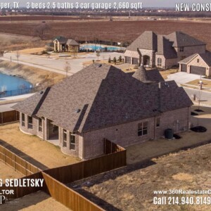 New Construction Home in Prosper, TX. Aerial Photos. Contact Oleg Sedletsky REALTOR - 214.940.8149 - www.360RealEstateDFW.com - JP & Associates Realtors 3 Beds, 2.5 Baths, 3 Car Garage, 2660 sqft Note! Information provided is deemed reliable, but is not guaranteed and should be independently verified. Price and Home Availability is subject to change without notice. Square footages are approximate.