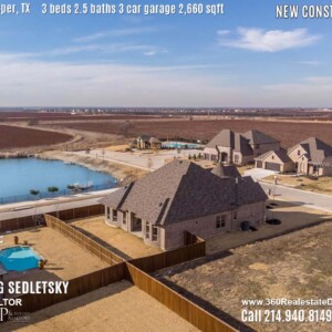 New Construction Home in Prosper, TX. Aerial Photos. Contact Oleg Sedletsky REALTOR - 214.940.8149 - www.360RealEstateDFW.com - JP & Associates Realtors 3 Beds, 2.5 Baths, 3 Car Garage, 2660 sqft Note! Information provided is deemed reliable, but is not guaranteed and should be independently verified. Price and Home Availability is subject to change without notice. Square footages are approximate.