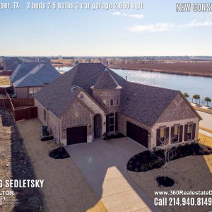 New Construction Home in Prosper, TX. Aerial Photos. Contact Oleg Sedletsky REALTOR - 214.940.8149 - www.360RealEstateDFW.com - JP & Associates Realtors 3 Beds, 2.5 Baths, 3 Car Garage, 2660 sqft Note! Information provided is deemed reliable, but is not guaranteed and should be independently verified. Price and Home Availability is subject to change without notice. Square footages are approximate.