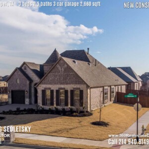 New Construction Home in Prosper, TX. Aerial Photos. Contact Oleg Sedletsky REALTOR - 214.940.8149 - www.360RealEstateDFW.com - JP & Associates Realtors 3 Beds, 2.5 Baths, 3 Car Garage, 2660 sqft Note! Information provided is deemed reliable, but is not guaranteed and should be independently verified. Price and Home Availability is subject to change without notice. Square footages are approximate.