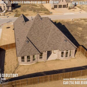 New Construction Home in Prosper, TX. Aerial Photos. Contact Oleg Sedletsky REALTOR - 214.940.8149 - www.360RealEstateDFW.com - JP & Associates Realtors 3 Beds, 2.5 Baths, 3 Car Garage, 2660 sqft Note! Information provided is deemed reliable, but is not guaranteed and should be independently verified. Price and Home Availability is subject to change without notice. Square footages are approximate.