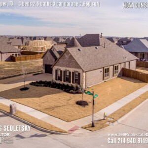 New Construction Home in Prosper, TX. Aerial Photos. Contact Oleg Sedletsky REALTOR - 214.940.8149 - www.360RealEstateDFW.com - JP & Associates Realtors 3 Beds, 2.5 Baths, 3 Car Garage, 2660 sqft Note! Information provided is deemed reliable, but is not guaranteed and should be independently verified. Price and Home Availability is subject to change without notice. Square footages are approximate.
