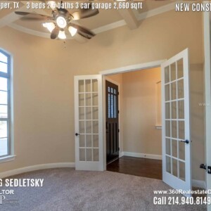 New Construction Home in Prosper, TX. Contact Oleg Sedletsky REALTOR - 214.940.8149 - www.360RealEstateDFW.com - JP & Associates Realtors 3 Beds, 2.5 Baths, 3 Car Garage, 2660 sqft Note! Information provided is deemed reliable, but is not guaranteed and should be independently verified. Price and Home Availability is subject to change without notice. Square footages are approximate.