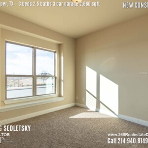 New Construction Home in Prosper, TX. Contact Oleg Sedletsky REALTOR - 214.940.8149 - www.360RealEstateDFW.com - JP & Associates Realtors 3 Beds, 2.5 Baths, 3 Car Garage, 2660 sqft Note! Information provided is deemed reliable, but is not guaranteed and should be independently verified. Price and Home Availability is subject to change without notice. Square footages are approximate.