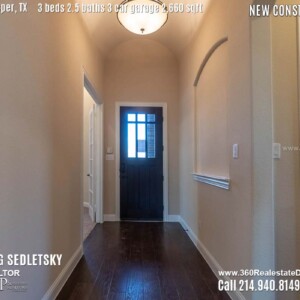 New Construction Home in Prosper, TX. Contact Oleg Sedletsky REALTOR - 214.940.8149 - www.360RealEstateDFW.com - JP & Associates Realtors 3 Beds, 2.5 Baths, 3 Car Garage, 2660 sqft Note! Information provided is deemed reliable, but is not guaranteed and should be independently verified. Price and Home Availability is subject to change without notice. Square footages are approximate.