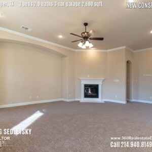 New Construction Home in Prosper, TX. Contact Oleg Sedletsky REALTOR - 214.940.8149 - www.360RealEstateDFW.com - JP & Associates Realtors 3 Beds, 2.5 Baths, 3 Car Garage, 2660 sqft Note! Information provided is deemed reliable, but is not guaranteed and should be independently verified. Price and Home Availability is subject to change without notice. Square footages are approximate.