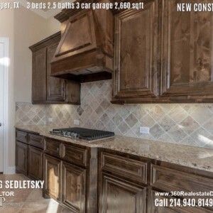 New Construction Home in Prosper, TX. Contact Oleg Sedletsky REALTOR - 214.940.8149 - www.360RealEstateDFW.com - JP & Associates Realtors 3 Beds, 2.5 Baths, 3 Car Garage, 2660 sqft Note! Information provided is deemed reliable, but is not guaranteed and should be independently verified. Price and Home Availability is subject to change without notice. Square footages are approximate.