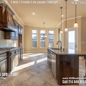 New Construction Home in Prosper, TX. Contact Oleg Sedletsky REALTOR - 214.940.8149 - www.360RealEstateDFW.com - JP & Associates Realtors 3 Beds, 2.5 Baths, 3 Car Garage, 2660 sqft Note! Information provided is deemed reliable, but is not guaranteed and should be independently verified. Price and Home Availability is subject to change without notice. Square footages are approximate.
