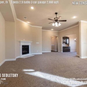 New Construction Home in Prosper, TX. Contact Oleg Sedletsky REALTOR - 214.940.8149 - www.360RealEstateDFW.com - JP & Associates Realtors 3 Beds, 2.5 Baths, 3 Car Garage, 2660 sqft Note! Information provided is deemed reliable, but is not guaranteed and should be independently verified. Price and Home Availability is subject to change without notice. Square footages are approximate.
