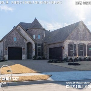 New Construction Home in Prosper, TX. Contact Oleg Sedletsky REALTOR - 214.940.8149 - www.360RealEstateDFW.com - JP & Associates Realtors 3 Beds, 2.5 Baths, 3 Car Garage, 2660 sqft Note! Information provided is deemed reliable, but is not guaranteed and should be independently verified. Price and Home Availability is subject to change without notice. Square footages are approximate.