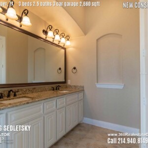 New Construction Home in Prosper, TX. Contact Oleg Sedletsky REALTOR - 214.940.8149 - www.360RealEstateDFW.com - JP & Associates Realtors 3 Beds, 2.5 Baths, 3 Car Garage, 2660 sqft Note! Information provided is deemed reliable, but is not guaranteed and should be independently verified. Price and Home Availability is subject to change without notice. Square footages are approximate.