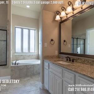 New Construction Home in Prosper, TX. Contact Oleg Sedletsky REALTOR - 214.940.8149 - www.360RealEstateDFW.com - JP & Associates Realtors 3 Beds, 2.5 Baths, 3 Car Garage, 2660 sqft Note! Information provided is deemed reliable, but is not guaranteed and should be independently verified. Price and Home Availability is subject to change without notice. Square footages are approximate.