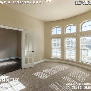 New Construction Home in Van Alstyne, TX Contact Oleg Sedletsky REALTOR - 214.940.8149 - www.360RealEstateDFW.com - JP & Associates Realtors 4 Beds, 2 Baths, 2 Car Garage, 1866 sqft Note! Information provided is deemed reliable, but is not guaranteed and should be independently verified. Price and Home Availability is subject to change without notice. Square footages are approximate.