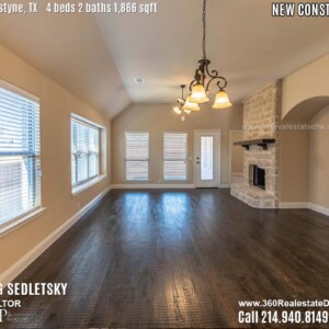 New Construction Home in Van Alstyne, TX Contact Oleg Sedletsky REALTOR - 214.940.8149 - www.360RealEstateDFW.com - JP & Associates Realtors 4 Beds, 2 Baths, 2 Car Garage, 1866 sqft Note! Information provided is deemed reliable, but is not guaranteed and should be independently verified. Price and Home Availability is subject to change without notice. Square footages are approximate.