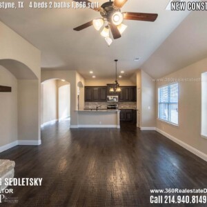 New Construction Home in Van Alstyne, TX Contact Oleg Sedletsky REALTOR - 214.940.8149 - www.360RealEstateDFW.com - JP & Associates Realtors 4 Beds, 2 Baths, 2 Car Garage, 1866 sqft Note! Information provided is deemed reliable, but is not guaranteed and should be independently verified. Price and Home Availability is subject to change without notice. Square footages are approximate.