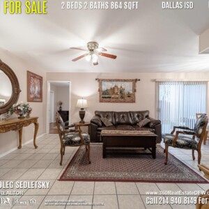 Condo For Sale in Dallas TX. 2 beds 2 baths 864 sqft. Dallas ISD - Call 214.940.8149 Oleg Sedletsky Realtor in Dallas, TX